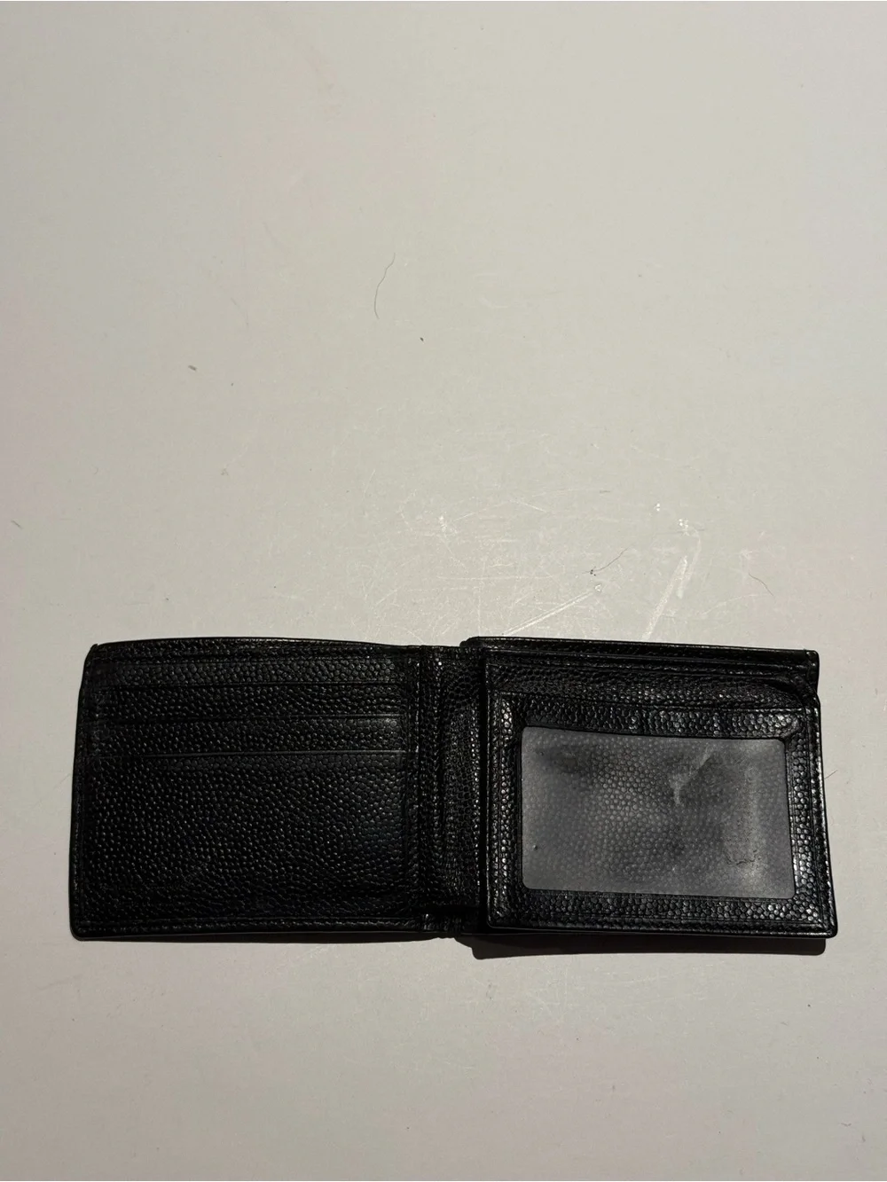 Salvatore Ferragamo Black Pebbled Leather Bi-Fold Wallet with Silver Hardware